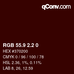 Color code: RGB 55.9 2.2 0 | qconv.com