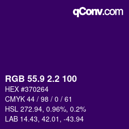 カラーコード: RGB 55.9 2.2 100 | qconv.com