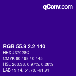 カラーコード: RGB 55.9 2.2 140 | qconv.com