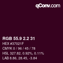 Color code: RGB 55.9 2.2 31 | qconv.com