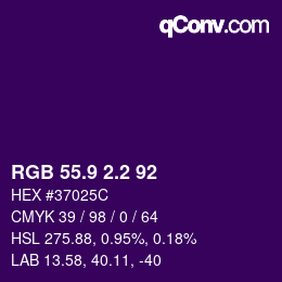 カラーコード: RGB 55.9 2.2 92 | qconv.com