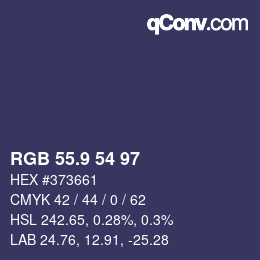 Color code: RGB 55.9 54 97 | qconv.com