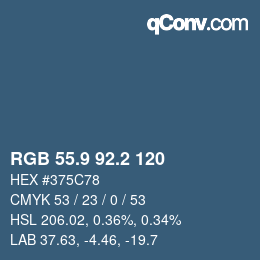 カラーコード: RGB 55.9 92.2 120 | qconv.com