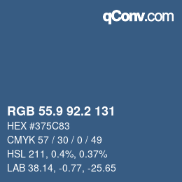 カラーコード: RGB 55.9 92.2 131 | qconv.com