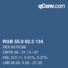 カラーコード: RGB 55.9 92.2 134 | qconv.com