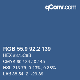 カラーコード: RGB 55.9 92.2 139 | qconv.com