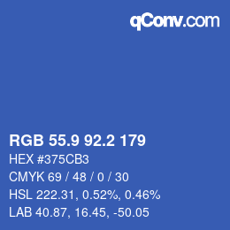 Color code: RGB 55.9 92.2 179 | qconv.com