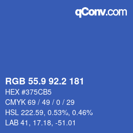 カラーコード: RGB 55.9 92.2 181 | qconv.com