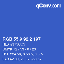 カラーコード: RGB 55.9 92.2 197 | qconv.com