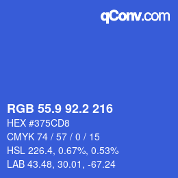 カラーコード: RGB 55.9 92.2 216 | qconv.com