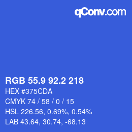 カラーコード: RGB 55.9 92.2 218 | qconv.com