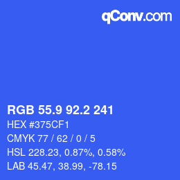 カラーコード: RGB 55.9 92.2 241 | qconv.com