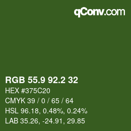 カラーコード: RGB 55.9 92.2 32 | qconv.com