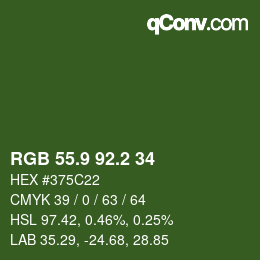 カラーコード: RGB 55.9 92.2 34 | qconv.com