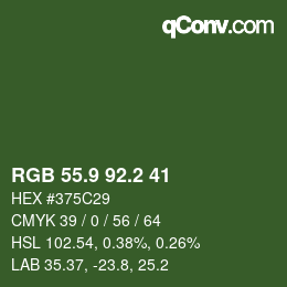 カラーコード: RGB 55.9 92.2 41 | qconv.com
