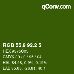 カラーコード: RGB 55.9 92.2 5 | qconv.com