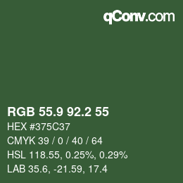 カラーコード: RGB 55.9 92.2 55 | qconv.com