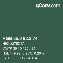 カラーコード: RGB 55.9 92.2 74 | qconv.com