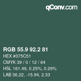 カラーコード: RGB 55.9 92.2 81 | qconv.com