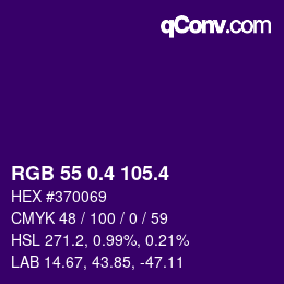 カラーコード: RGB 55 0.4 105.4 | qconv.com
