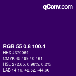 カラーコード: RGB 55 0.8 100.4 | qconv.com