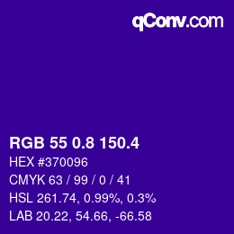 カラーコード: RGB 55 0.8 150.4 | qconv.com
