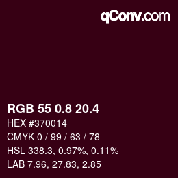 カラーコード: RGB 55 0.8 20.4 | qconv.com