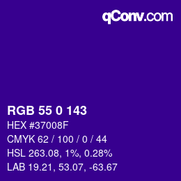 Color code: RGB 55 0 143 | qconv.com