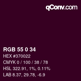 Código de color: RGB 55 0 34 | qconv.com