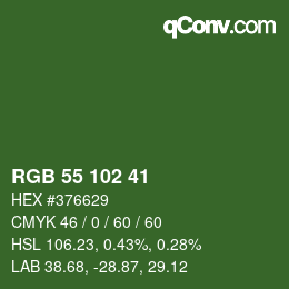 Color code: RGB 55 102 41 | qconv.com