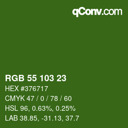 Color code: RGB 55 103 23 | qconv.com