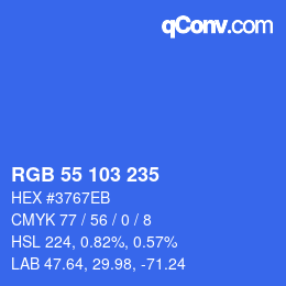 Color code: RGB 55 103 235 | qconv.com
