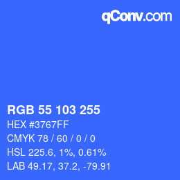 Color code: RGB 55 103 255 | qconv.com