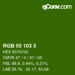 Color code: RGB 55 103 3 | qconv.com