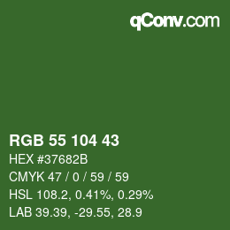 Color code: RGB 55 104 43 | qconv.com