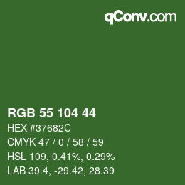 Color code: RGB 55 104 44 | qconv.com