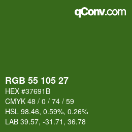 颜色代码: RGB 55 105 27 | qconv.com