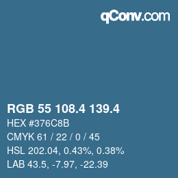 カラーコード: RGB 55 108.4 139.4 | qconv.com
