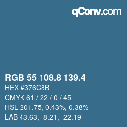 カラーコード: RGB 55 108.8 139.4 | qconv.com