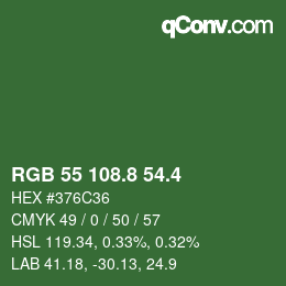 カラーコード: RGB 55 108.8 54.4 | qconv.com