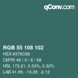 Color code: RGB 55 108 102 | qconv.com