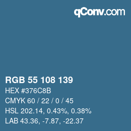 颜色代码: RGB 55 108 139 | qconv.com