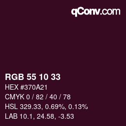Color code: RGB 55 10 33 | qconv.com