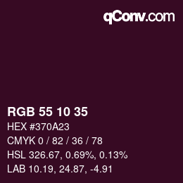 カラーコード: RGB 55 10 35 | qconv.com