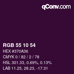 Color code: RGB 55 10 54 | qconv.com