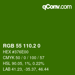 カラーコード: RGB 55 110.2 0 | qconv.com