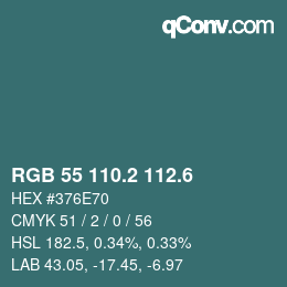 カラーコード: RGB 55 110.2 112.6 | qconv.com