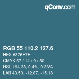 カラーコード: RGB 55 110.2 127.6 | qconv.com