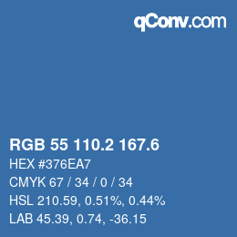 カラーコード: RGB 55 110.2 167.6 | qconv.com