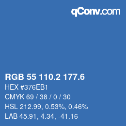 カラーコード: RGB 55 110.2 177.6 | qconv.com